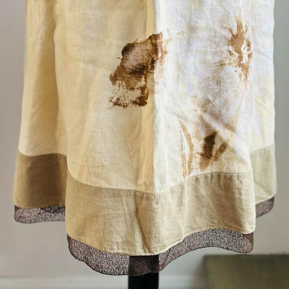 J.Jill Cream Pure Linen Botanical Print A-Line Midi Skirt w/ Sheer Hem – US SP - Picture 3 of 14